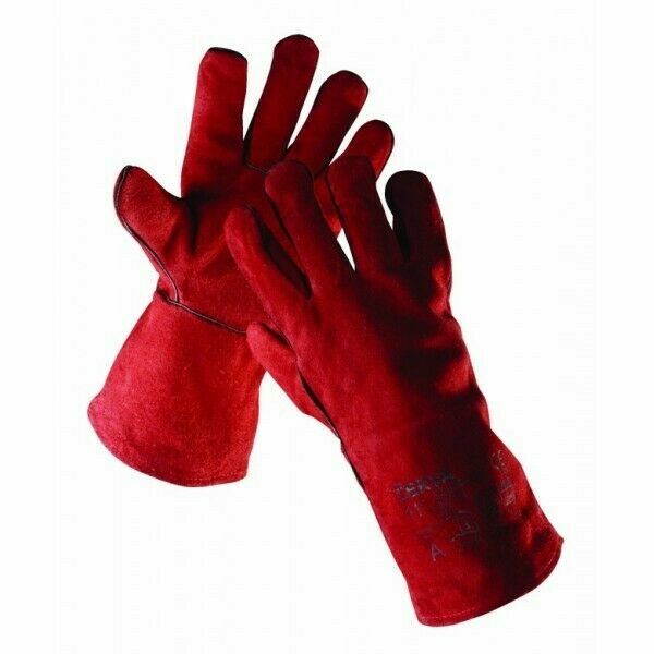 Перчатки спилковые красные для сварочных работ