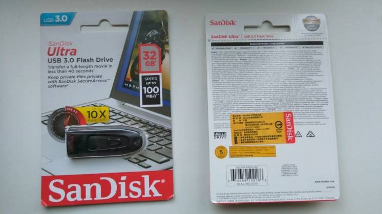 Флешка Sandisk Ultra 32Gb 100MB/s flash memory