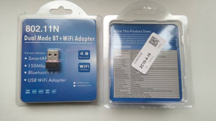 Двойной адаптер Bluetooth + Wi-Fi (dual) 802.11N