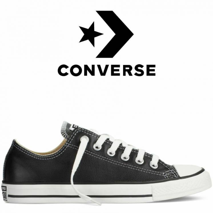 Кеды Converse All Star Чёрные Кожаные Конверсы 132174C