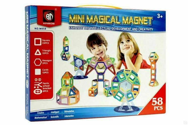 Детский развивающий магнитный конструктор Magical Magnet 58 деталей