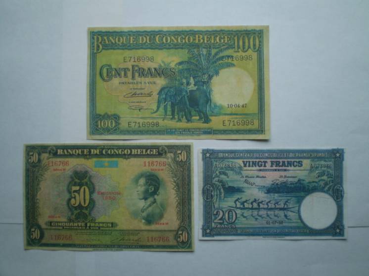 Бельгийское Конго 1947 г- 1952 г. (Копии) , набор 3 штуки.