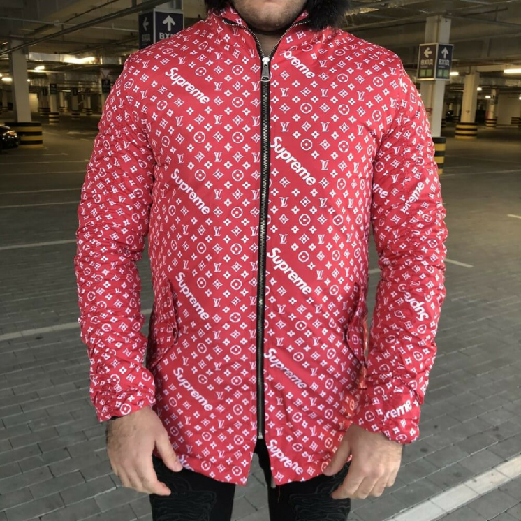 Куртка парка Supreme Louis Vuitton Jacquard Monogram Red Parka Jacket