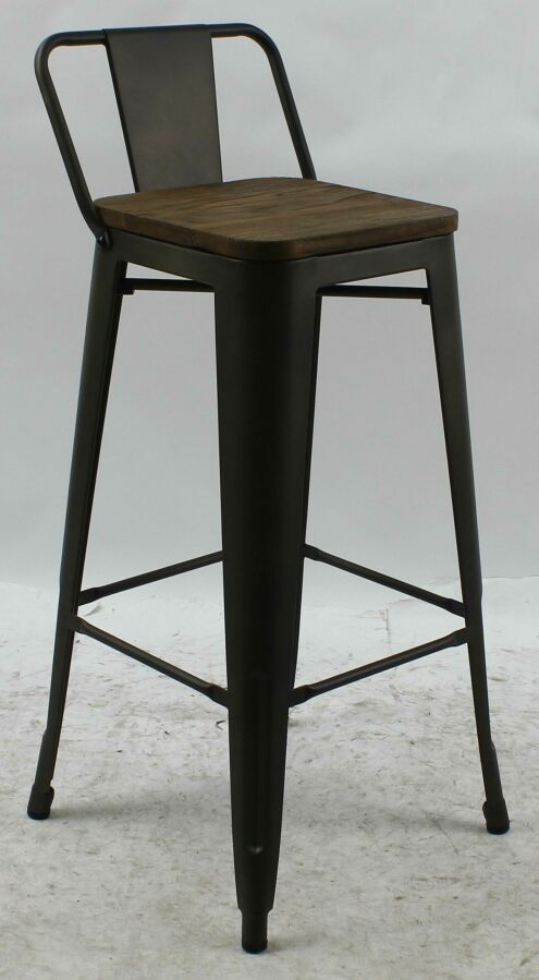 Кресло полубарное Tolix Mc-011К графит+дерево орех, H-660 мм