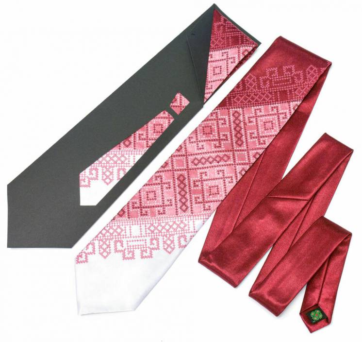 Краватка з вишивкою Бордове Тріо
