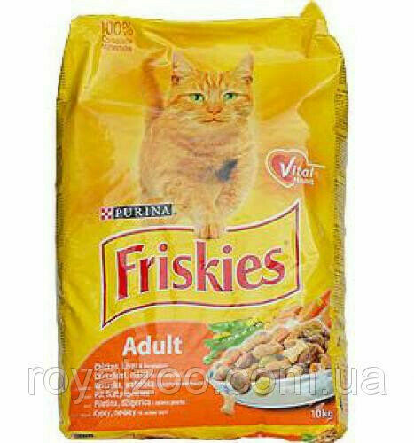 Корм для котов Friskies adult 10 кг , с мясом,курицой и рыбой  Purina