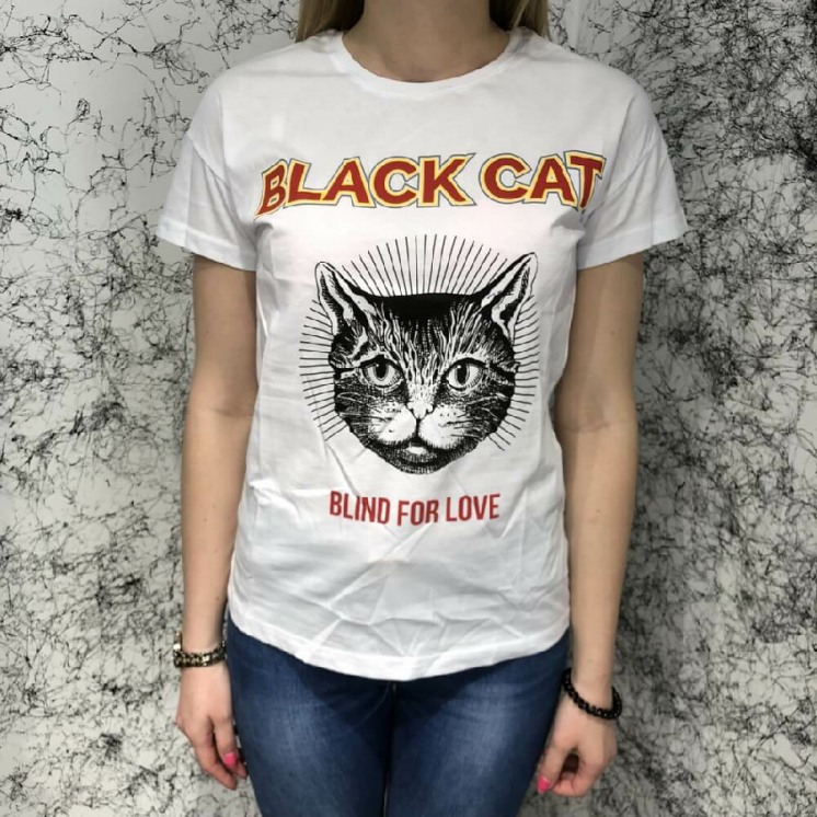 Футболка Gucci T-Shirt Cat Blind For Love White
