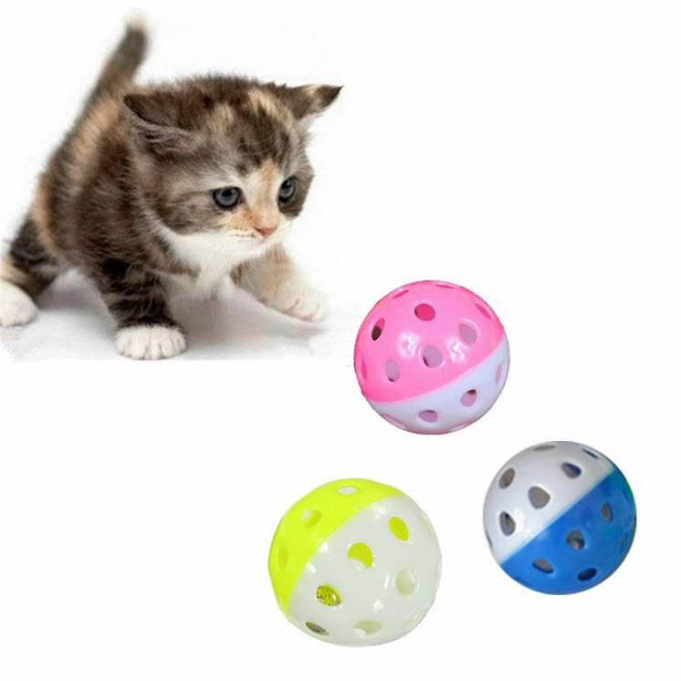 Игрушка для кошки собаки, мячик с колокольчиком, звенящий шарик - 3 шт