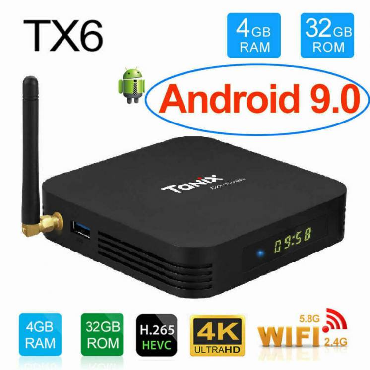 Tanix Tx6 смарт тв приставка 4/32 - Android 9 - Iptv Wi-fi - настройка
