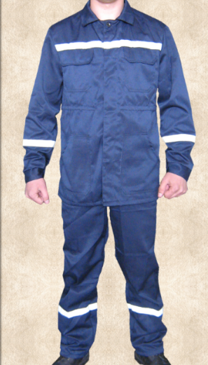 Костюм синий  рабочий со светоотражающими полосами куртка, брюки