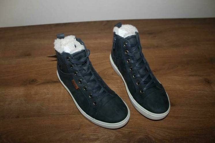 Утепленные кожаные ботинки с мембраной Gore-Tex Ecco Soft 7, 33 размер
