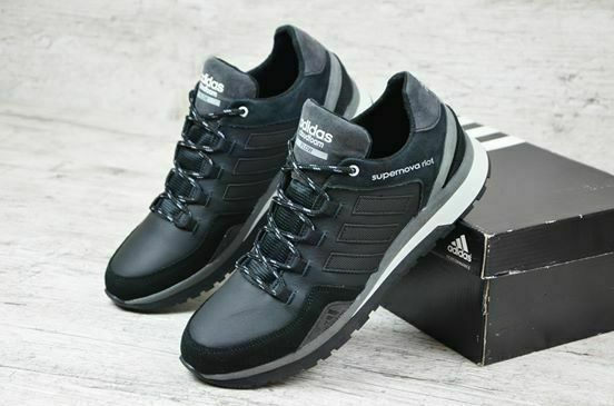 Мужские кожаные кроссовки Adidas A-7 черн