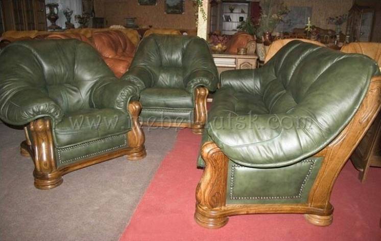 Новый кожаный комплект диван и два кресла сан ремо 3+1+1. польша