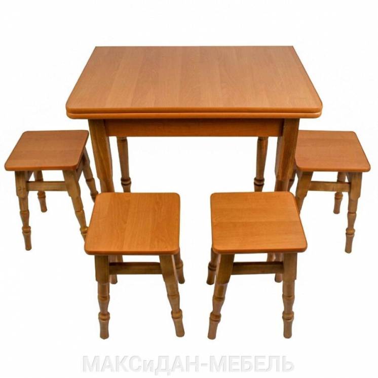Комплект кухонный стол поворотно-раскладной + 4 табурета МАКСиДАН