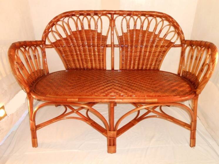 Кресло двойное Богатырь-2 плетеное из лозы.