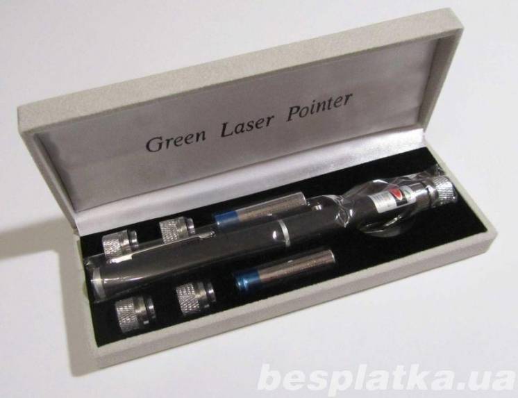 Мощный зеленый лазер + 1 или 5 разных насадок