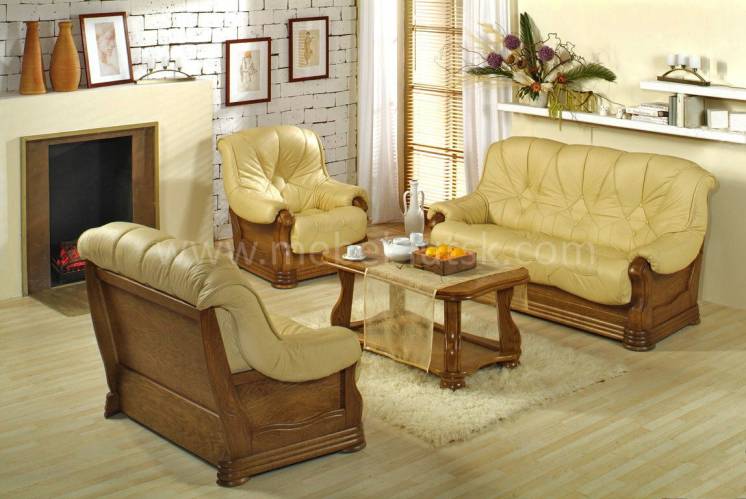 Кожаный диван и кресло Aneta IV 3+1 (Новые, Польша) Кожаная мебель