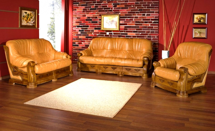 Кожаный диван и кресло Marshal 3+1 (Новый, Польша), Кожаная мебель