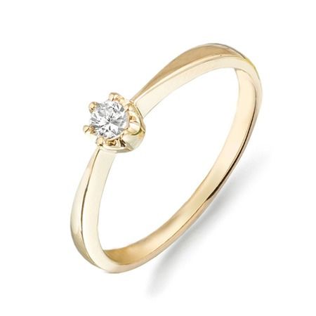 Золотое кольцо с бриллиантом 0,10 карат. НОВОЕ (Код: 14902 )