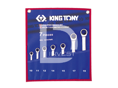 Набор гаечных ключей комби с трещеткой King Tony 12107mrn7шт. (10-19мм