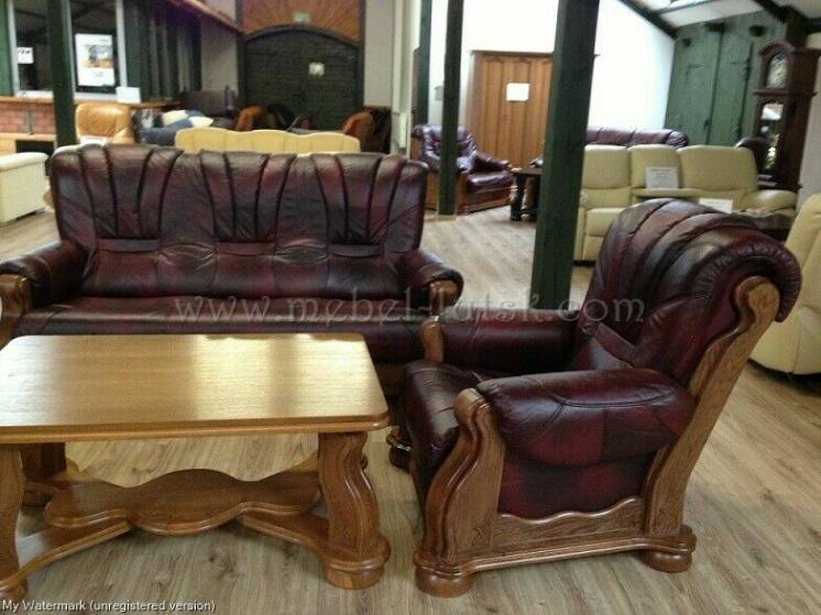 Новый кожаный диван и кресло Cezar Iii 3+1 с европы. кожаная мебель