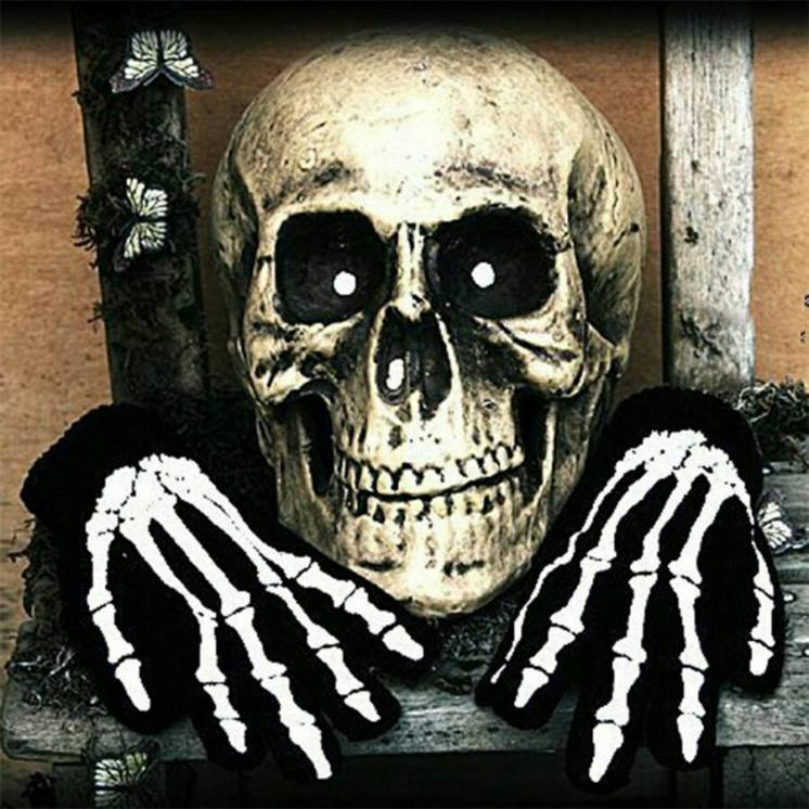 Перчатки скелет хеллоуин кости гот гонки