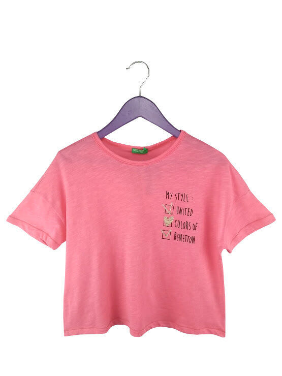 Стильная укороченная футболка на девочек, Benetton