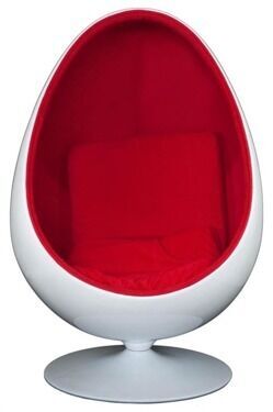 Дизайнерське м'яке біло-червоне крісло яйце Eero Aarnio Egg Chair на п