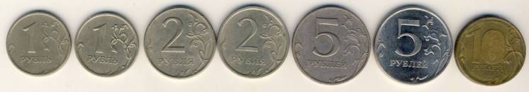 Рф, сучасні обігові монети.