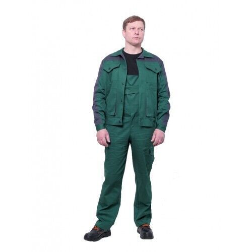 Костюм рабочий авангард зеленый, куртка с полукомбинезоном