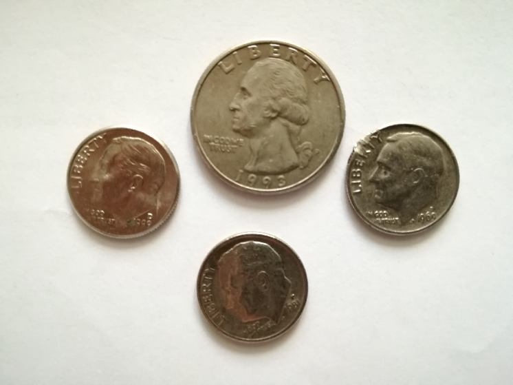 Набор монет Usa 10 и 25 центов.