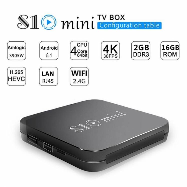 S10 Mini Android 8.1 Tv Box Amlogic S905w 4 ядра 2gb/16gb H.265 4к