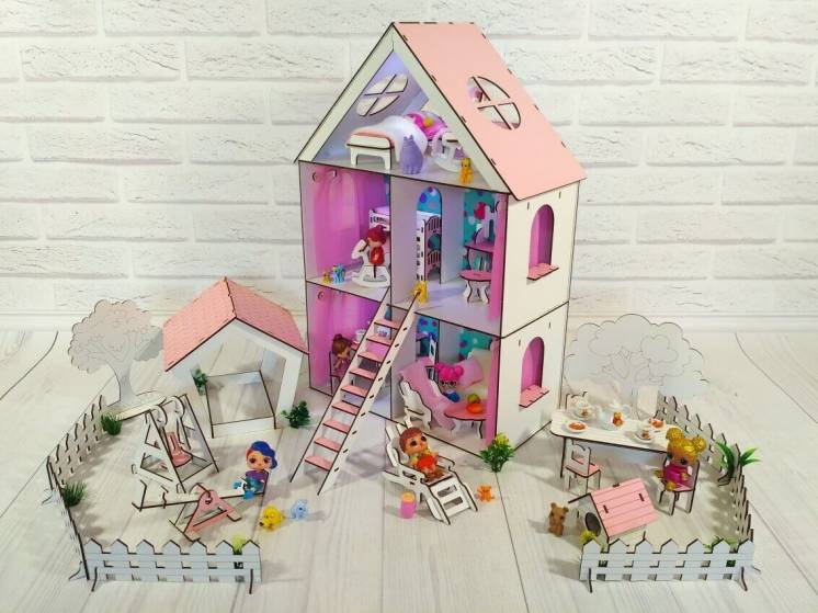 Кукольный домик для кукол Lol. Little Fun Maxi с мебелью и двориком