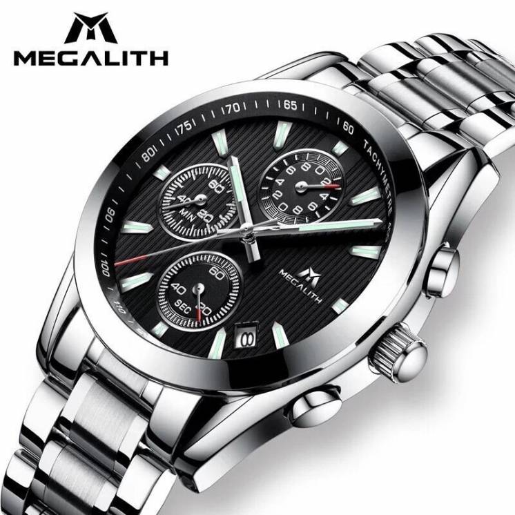 Кварцевые стильные мужские наручные часы Megalith