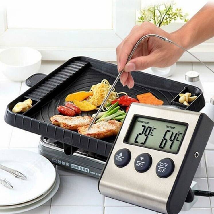 Кухонный пищевой термометр, градусник с таймером и звуковым сигналом