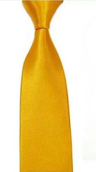 Гладкий однотонный мужской атласный галстук 5 см желтый