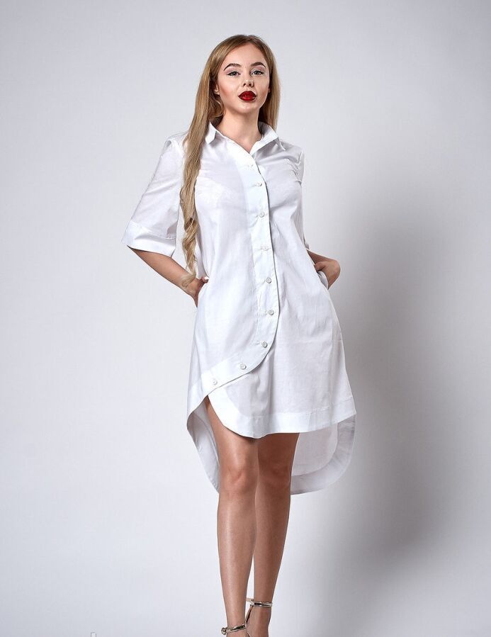 Женское котоновое платье-рубашка. код модели л-40-70-18.