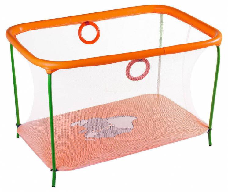 Манеж детский игровой Kinderbox люкс оранжевый слоник с мелкой сеткой