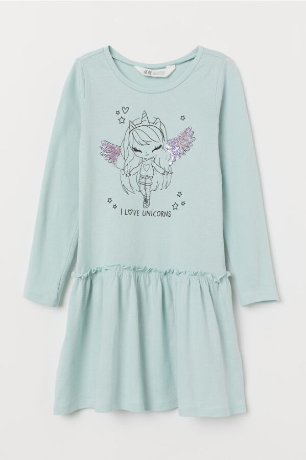 Тонкое трикотажное платье с пайетками на девочек, H&m