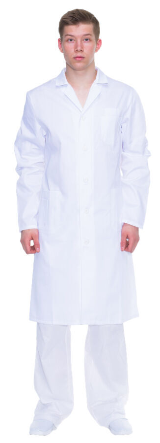 Мужской медицинский халат, белый классический