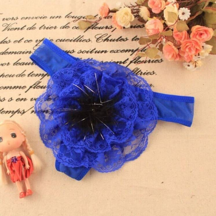 Арт. 245 сексуальные синие трусики цветок с пухом