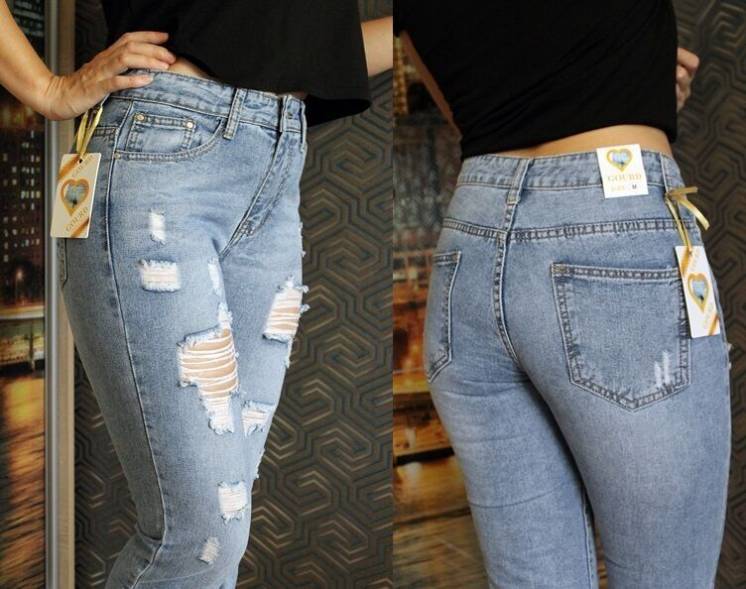 Стильные женские рваные джинсы