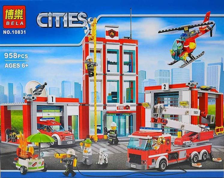Конструктор Lego City пожарная часть. аналог.