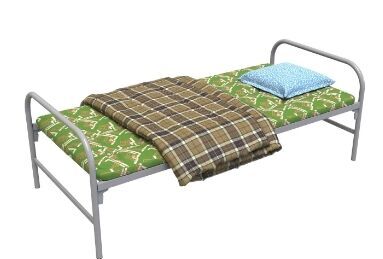 Кровать с ватным матрасом, подушкой и одеялом для рабочего