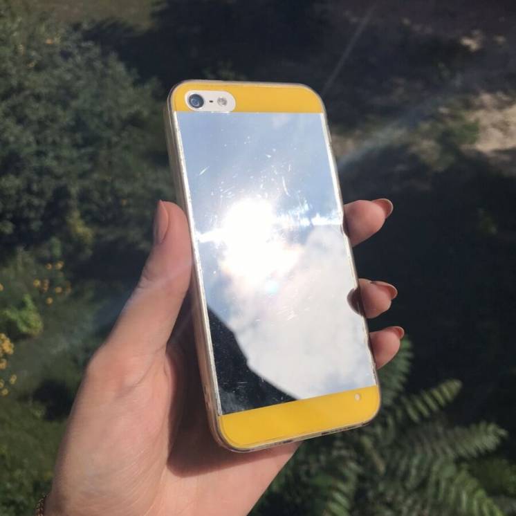 Чехол на айфон Iphone 5/5s/se зеркало желтый