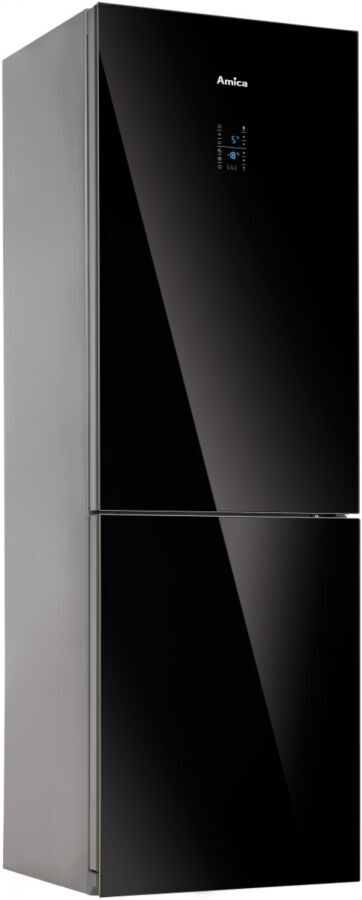 Стильний чорний холодильник Amica чорне дзеркало,стан нового,з німечч.