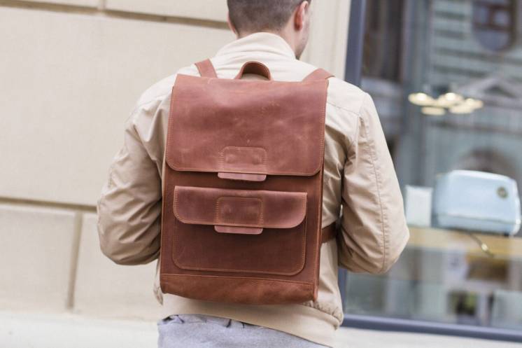 Кожаный мужской рюкзак, портфель для ноутбука, шкіряний ранець, сумка