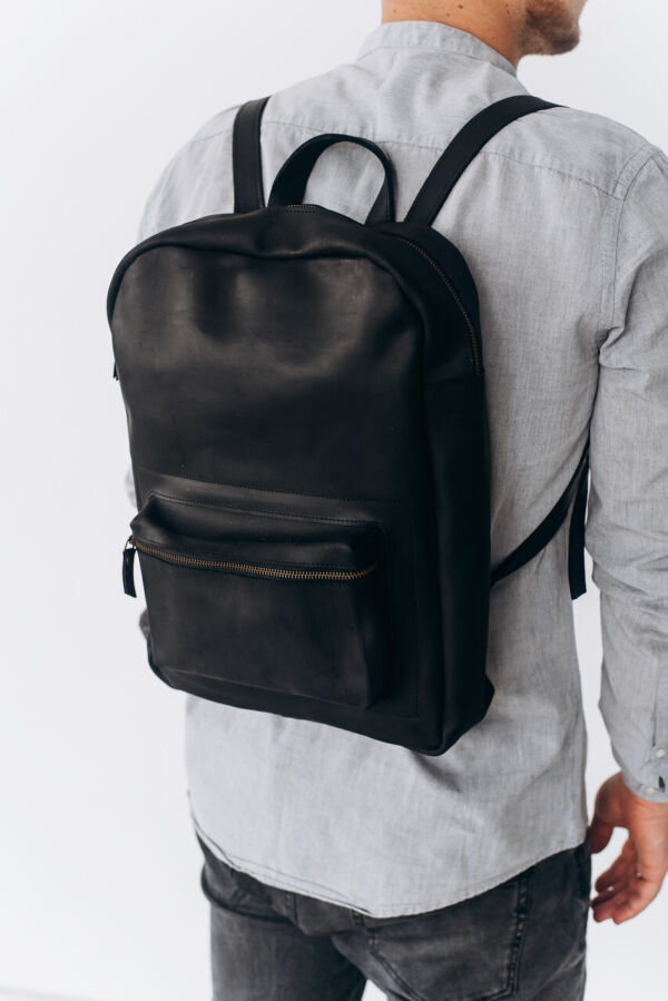 Мужской кожаный рюкзак, чоловічий шкіряний ранець, сумка-портфель