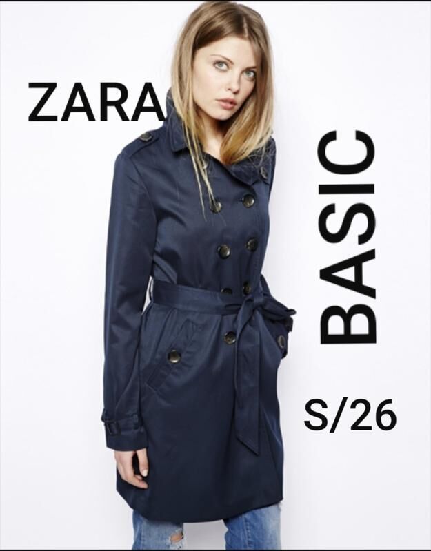 Zara Basic S/26 базовый темно синый тренчкот плащ