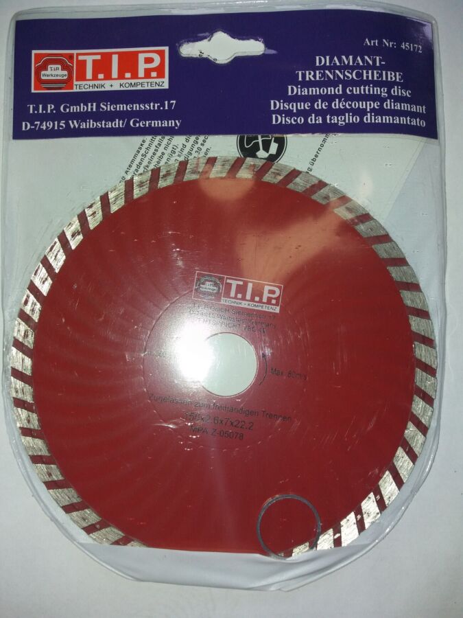 Алмазный диск T.i.p. 150 х 7 х 22,23 турбоволна